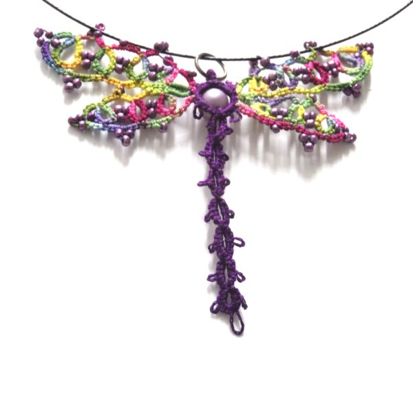 Colier handmade Purple Dragonfly
