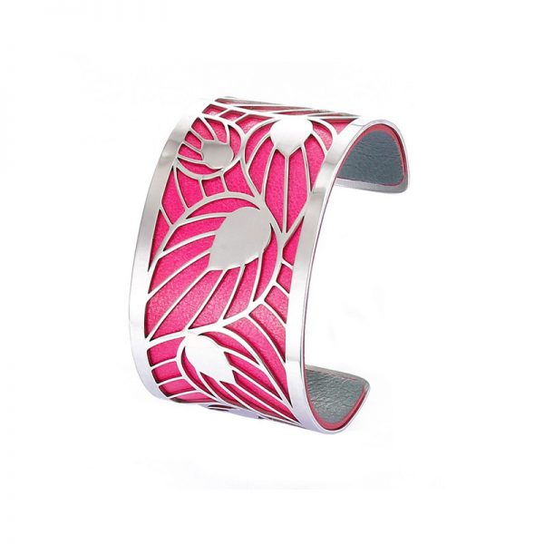 Brățară Leaves 40 MM Fuxia și Gri - imagine 5