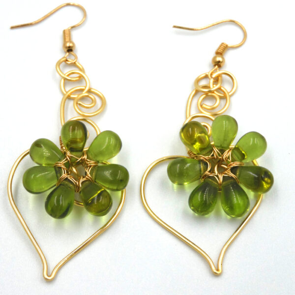 Cercei handmade Flower Heart - imagine 2