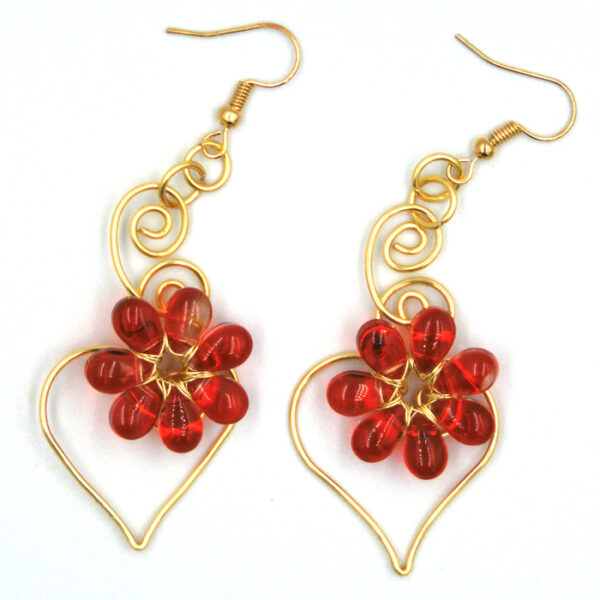 Cercei handmade Flower Heart - imagine 3