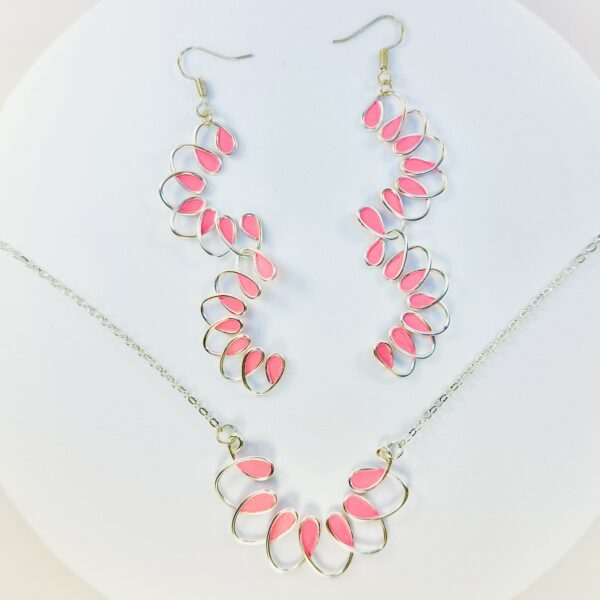 Set colier si cercei handmade Double Color Block - imagine 4