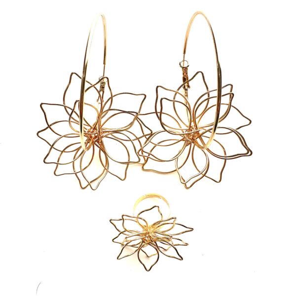 Set inel si cercei handmade Floare de nufăr
