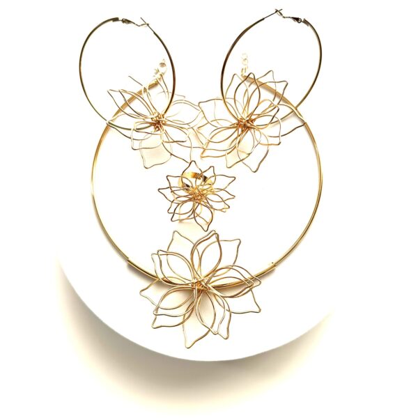 Set inel, colier și cercei handmade Floare de nufăr